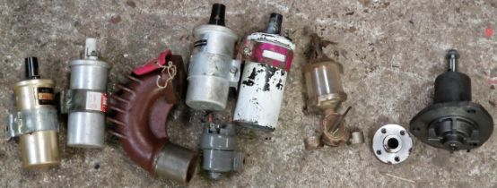 Collection of Ferguson T20 petrol coils and a water pump