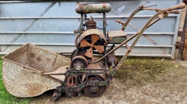 Vintage Atco lawnmower with collection bucket together with another vintage Atco mower, for
