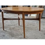 Beithcraft teak pull out extending dining table with single additional fold out leaf, 74cm high x