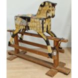 Vintage naive painted rocking horse, 85cm high