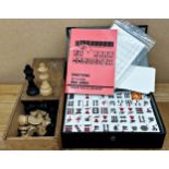 Vintage cased mahjong set (unused) together with a further Staunton style chess set (2)