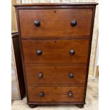 Victorian mahogany chest of drawers converted to a cabinet with single drawer and three dummy