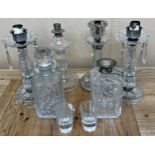 Collection of antique glassware to include a pair of venetian table lamps, 27cm high, two further