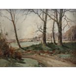 Tom Campbell (1865-1943, Scottish) - rural landscape, signed, watercolour, 53 x 75cm, framed