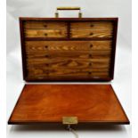 A wooden engineer's box with 4 small drawers over 4 long drawers. Measures 46 L x 18 D x 33 H