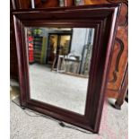 Large hardwood mirror with bevelled glass plate, 124 x 105cm