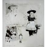Arie Azene (B. 1934, Israel) - "girl in a hat", signed, limited 61/62 lithograph, 78 x 58cm, framed