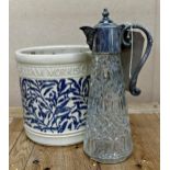 William Morris ceramics salt glaze jardinière, 20cm high together with a further silver plate and