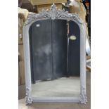 French painted over mantle mirror fitted with bevelled glass with rococo carve frame, 137 x 95cm