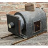 Large antique tin plate magic lantern or projection slide machine, 49cm x 60cm.