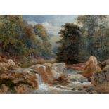 19th century school - river landscape, unsigned, watercolour, 38 x 56cm, framed