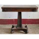 Regency rosewood fold over tea table, 76cm high