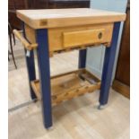 Kitchen trolley/butchers block by 'Servus' with slatted undertray and fitted drawers, 87cm high