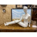 Vintage full scale shops mannequin in the form of a seated lady