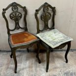 Three antique French gilt wood chairs with cane seats, 93cm high (AF) (2)
