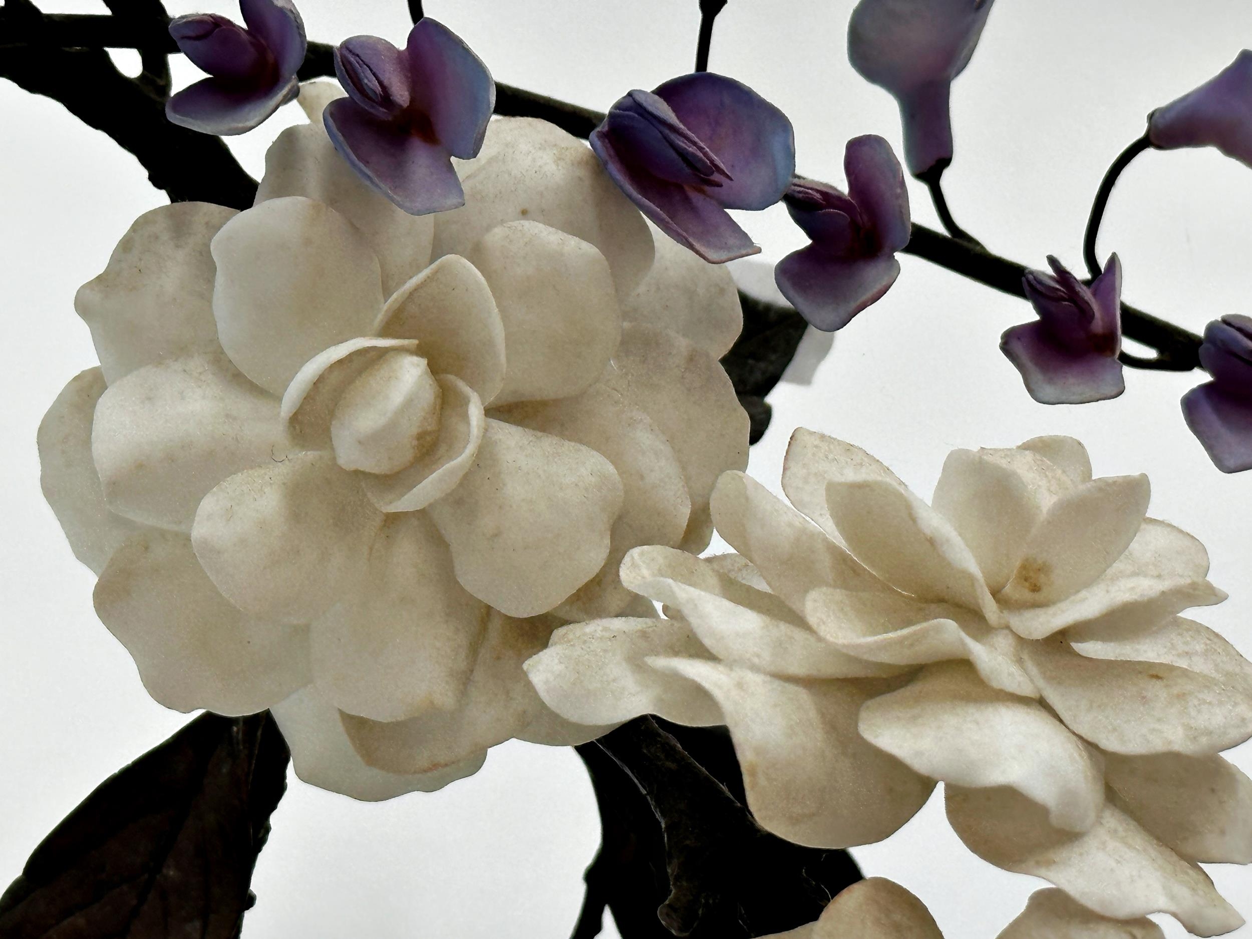 Boehm bisque porcelain floral spray, with metal leaves and stem, 35cm long - Image 2 of 2
