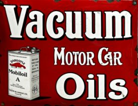Advertising - Vacuum Motor Car Oils, enamel picture sign, 40 x 50cm