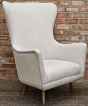 Contemporary wing back arm chair, 120cm high