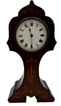 Art Nouveau mahogany and boxwood inlaid mantle clock, 29cm high