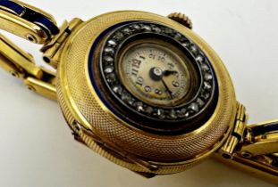 Early 20th century 18ct Wilsdorf & Davis (Rolex) cocktail watch, 24mm cased, champagne dial with