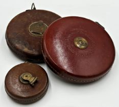 Three vintage leather bound tape measures to include a Constantia example (3)