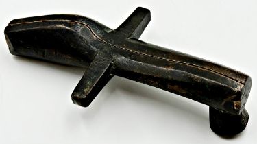 18th century bronze Old English spoon mould, 20cm long