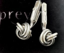 Pair of Asprey silver Celtic Knot cufflinks, within an Asprey bag and box