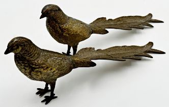 Pair of brass pheasants, 32cm long