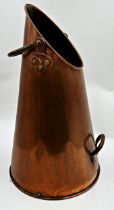 19th century copper and brass handled coal scuttle, 54cm high