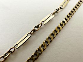 9ct curb link chain, 48cm long with a further 9ct gate link chain, 40cm long, 6.7g (2)