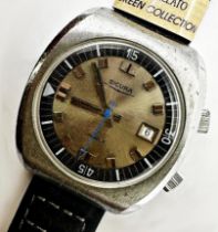Good 1970s Sicura (Breitling) 21 jewels stainless steel gents watch, 40mm case, silvered dial with