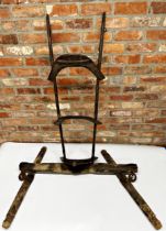 Antique eastern howdah type twin seat, hardwood and iron construction, 128cm long with a further