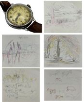 Clifford Ellis (1907-1985) - Large sketch book filled with landscapes with hand written notes,