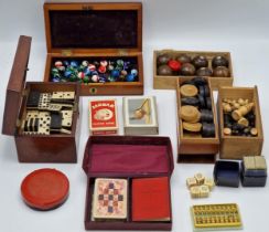 Good collection of 19th century and later parlour games to include a collection of antique glass