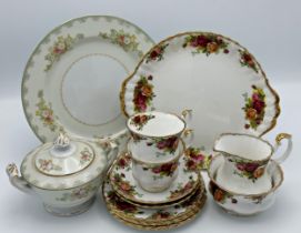Royal Albert 'Old Country Roses' part tea service, missing teapot and a side plate, with a further