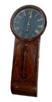 Good Georgian Tavern or Norwich drop dial twin fusee wall clock, 17.5" ebonised dial, mahogany case,