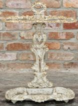 Victorian cast iron stick stand with white painted finish, 66cm high