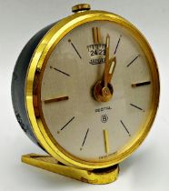 Jaeger LeCoultre 'Recital' 8-day table clock, silvered dial, gilt hands and hour aperture, 6cm high