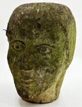 Antique carved stone head, 27cm high.