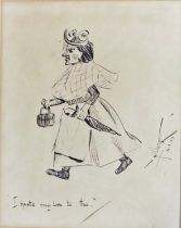 Late 19th century school - Satirical portrait of a woman, indistinctly signed and dated 1899,
