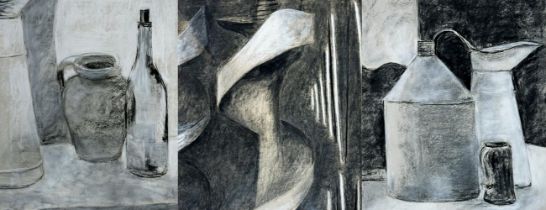 Penelope Ellis (born 1935) - Three still life studies, work in charcoal and highlights, each 62 x