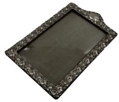 Good large Edwardian silver easel picture frame, trailing rose pattern, mount size 28 x 16cm, with