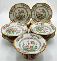 Collection of Ashworth Bros ironstone dessert wares comprising twelve plates and five comports,