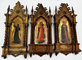 After Fra Angelico (1387-1455, Italian). Three Florentine giltwood icons, late 19th century each