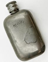 Small antique pewter hip flask, 8.5cm long