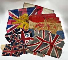 A collection of various union jack bunting and signage.