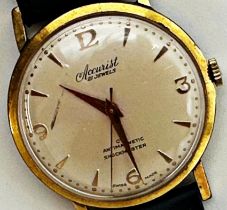 Vintage Accurist 21 jewels Doctors watch, 34mm case, champagne dial with gilt hands and numerals,