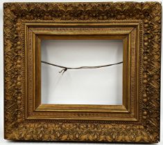 19th century giltwood and gesso picture frame with Art Nouveau darted borders and Gree key, 46 x