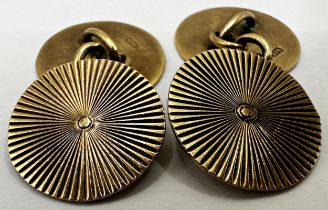 Pair of 9ct engine turned sunburst cufflinks, 4.8g