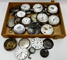 Nineteen various antique silver plated and gun metal pocket watches, with three movements